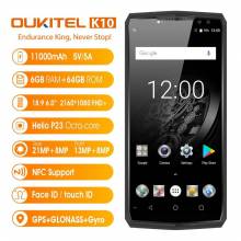 Movil OUKITEL K10 4G pantalla 6,0 pulgadas Android 7,0 Octa Core 6 GB 64 GB bateria 11000 mAh Fingerprint NFC