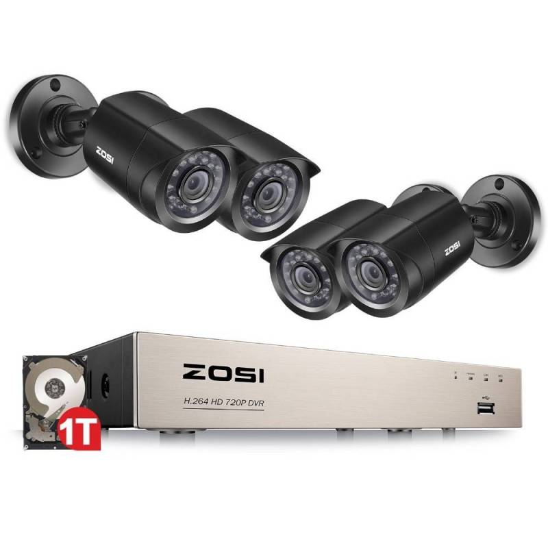 Sistema de video vigilancia 8CH CCTV ZOSI 4 UNIDS 1280TVL Exterior Impermeable 8CH 720 P DVR DaNoc
