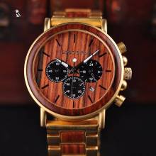 Reloj de madera BOBO BIRD para hombre con visualizador de fecha