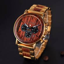 Reloj de madera BOBO BIRD para hombre con visualizador de fecha