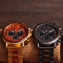 Reloj de madera BOBO BIRD para hombre con visualizador de fecha