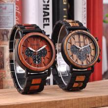 Reloj de madera BOBO BIRD para hombre con visualizador de fecha