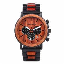 Reloj de madera BOBO BIRD para hombre con visualizador de fecha