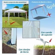 Carpa para terraza jardín en color blanco en poliéster tubos de acero
