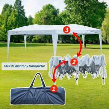 Carpa para terraza jardín en color blanco en poliéster tubos de acero