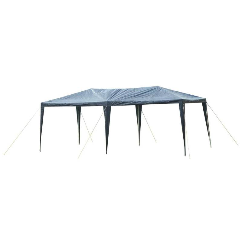 Carpa pabellón ideal para jardín con ventanas de color azul tubos de acero y tela polietileno medidas de 6x3x2,55m