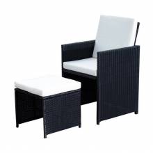 Set de mobiliario para jardín de 9 articulos con cojínes para exterior mesa sillas y taburetes en color negro