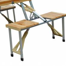 Mesa de madera plegable para camping picnic playa con 4 asientos y agujero de sombrilla