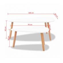 Conjunto de mesas de centro 2 unidades madera maciza de pino en color blanco