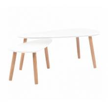 Conjunto de mesas de centro 2 unidades madera maciza de pino en color blanco