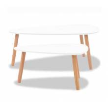 Conjunto de mesas de centro 2 unidades madera maciza de pino en color blanco