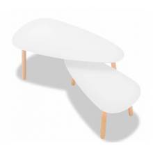 Conjunto de mesas de centro 2 unidades madera maciza de pino en color blanco