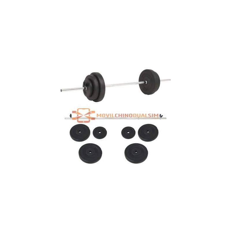 Grna Set de pesas 30 kg en color negro Disco de cemento + barras de acero