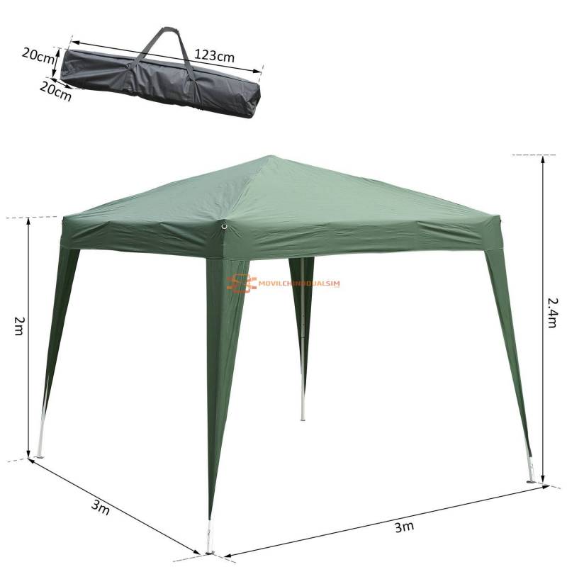 Aufun Cenador Desplegable 2.5x2.5m, Resistente Al Agua Y UV, Con Paredes Laterales, Altura Ajustable, Para Jardín Y Camping