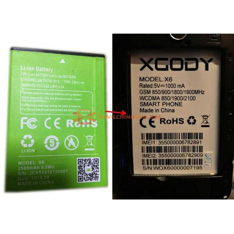 Bateria original de 2500 mAh para movil chino Xgody X6