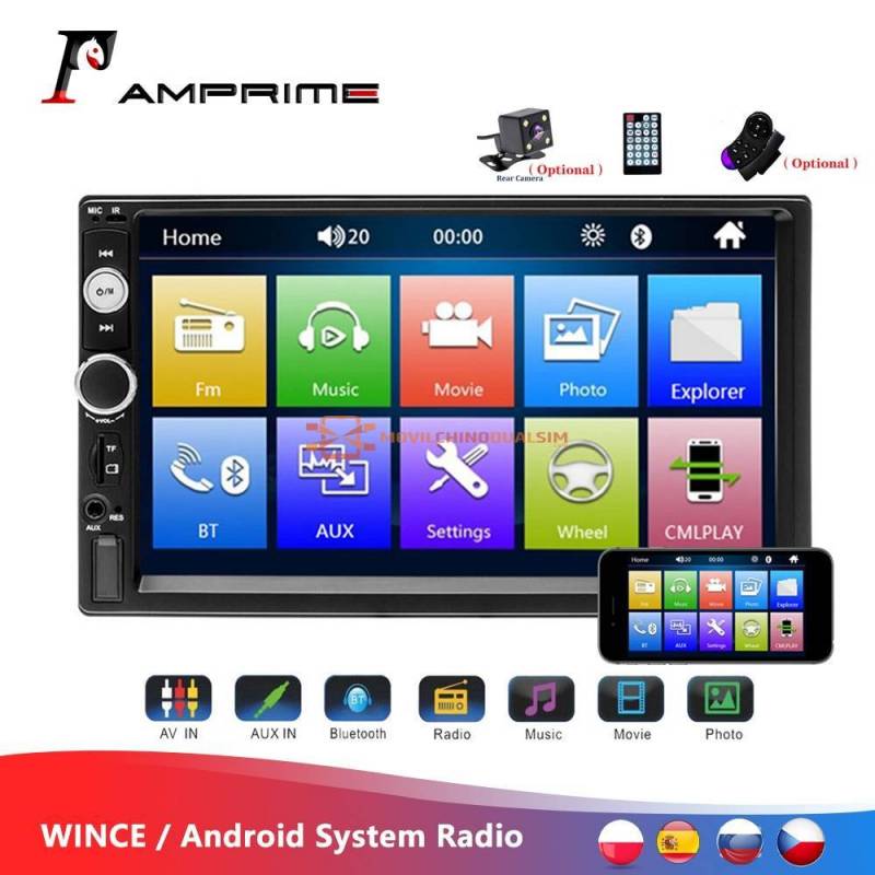 Reproductor Multimedia Universal 2 din para coche autorradio estereo pantalla tactil de 7"