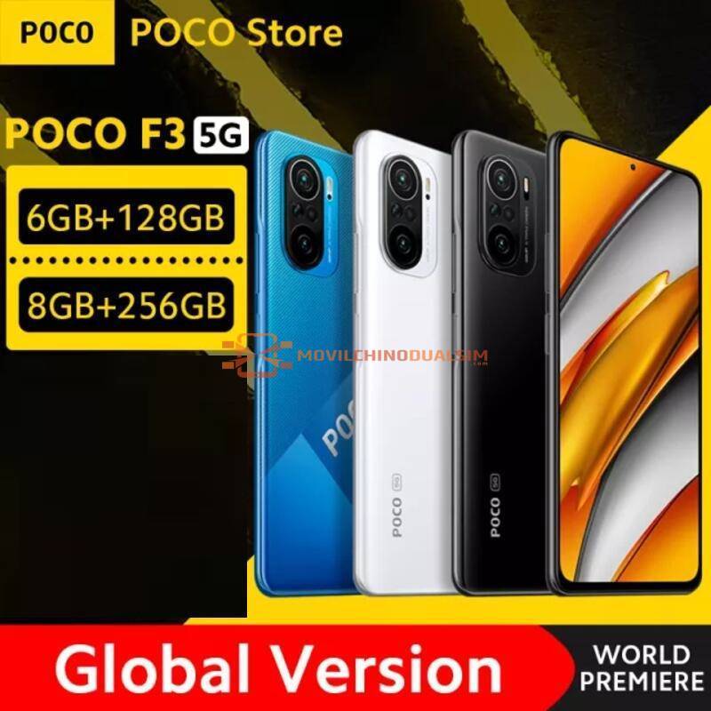 Movil chino POCO F3 Versión Global 5G Snapdragon 870 ocho núcleos 6GB RAM 128GB/256GB ROM Pantalla 6,67" 120Hz E4
