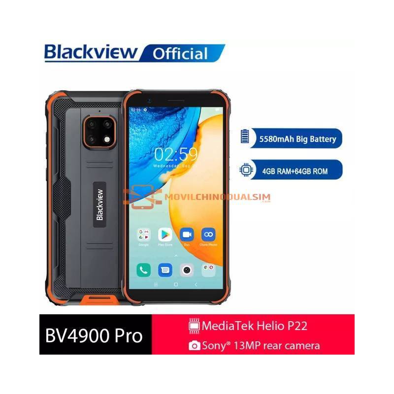 Movil chino Blackview BV4900 Pro resistente al agua IP68, 4GB, 64GB, ocho núcleos, Android 10 bateria 5580mAh, NFC, pantalla 5,7
