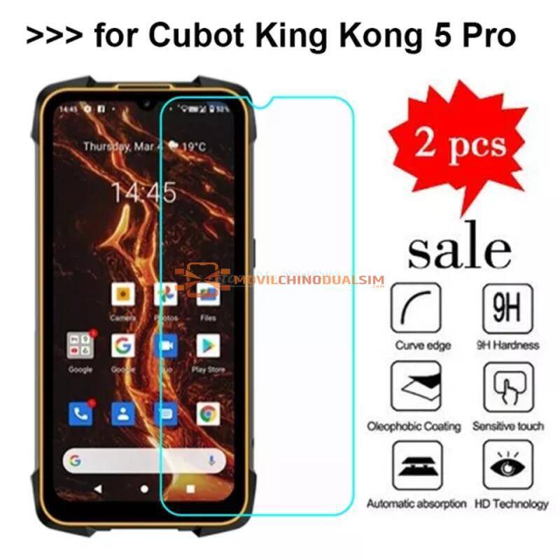 2 Unidades de protector de pantalla vidrio templado de alta calidad para movil chino Cubot King Kong 5 Pro