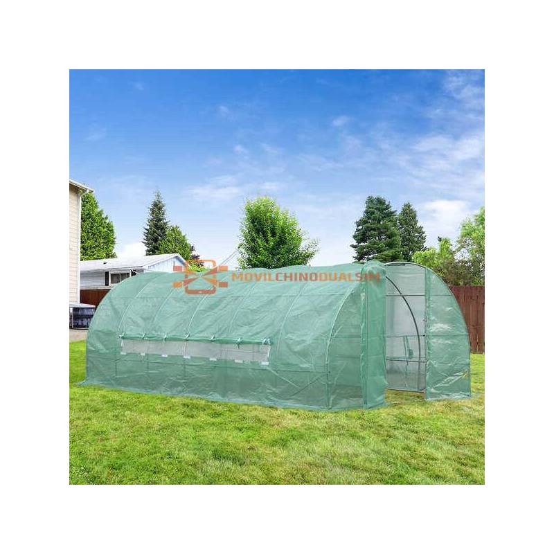 Invernadero de jardín y huerto, con 6 ventanas para plantar plantas y hortalizas, cubierta de PE 140g / ㎡6x3x2m