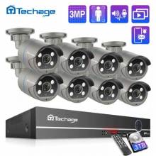 Sistema de video vigilancia Techage CCTV capacidad 1TB Kit de NVR POE de 8 canales grabación de Audio, cámara IP, P2P