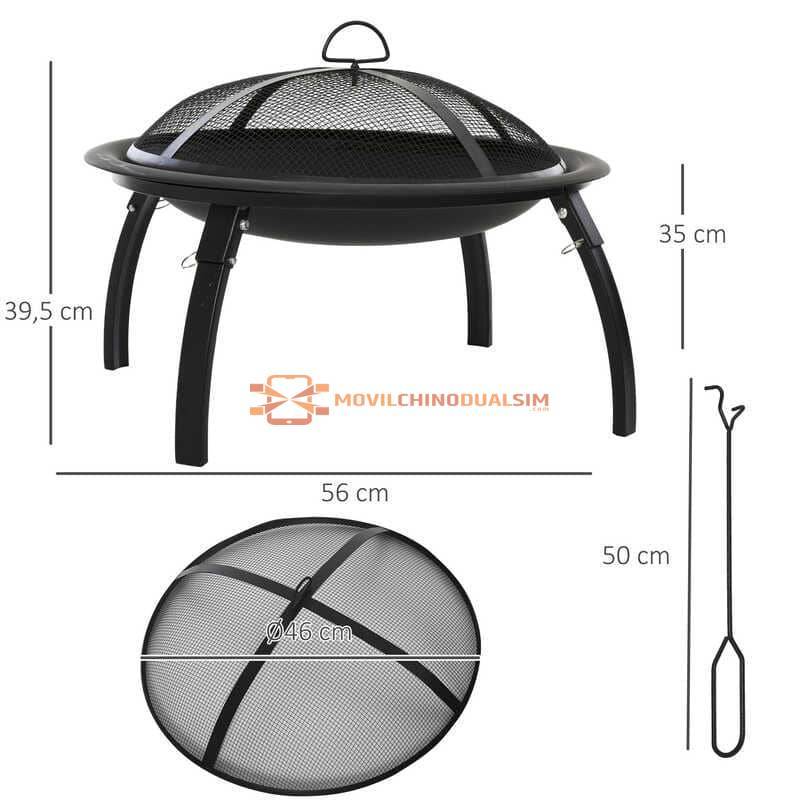 Brasero exterior Ø56 cm chimenea portátil calefacción barbacoa terraza