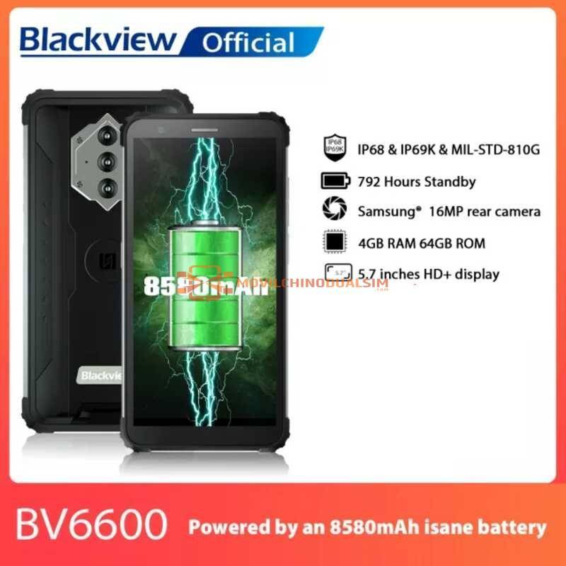 Movil chino Blackview BV6600 IP68 batería 8580mAh impermeable resistente 4GB + 64GB Pantalla 5,7 " 16MP Cámara NFC Android 10