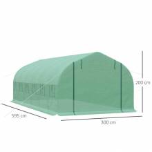 Invernadero túnel medidas 595x300x200 cm con 12 ventanas y puertas con cierre de cremallera para el cultivo de plantas verdes