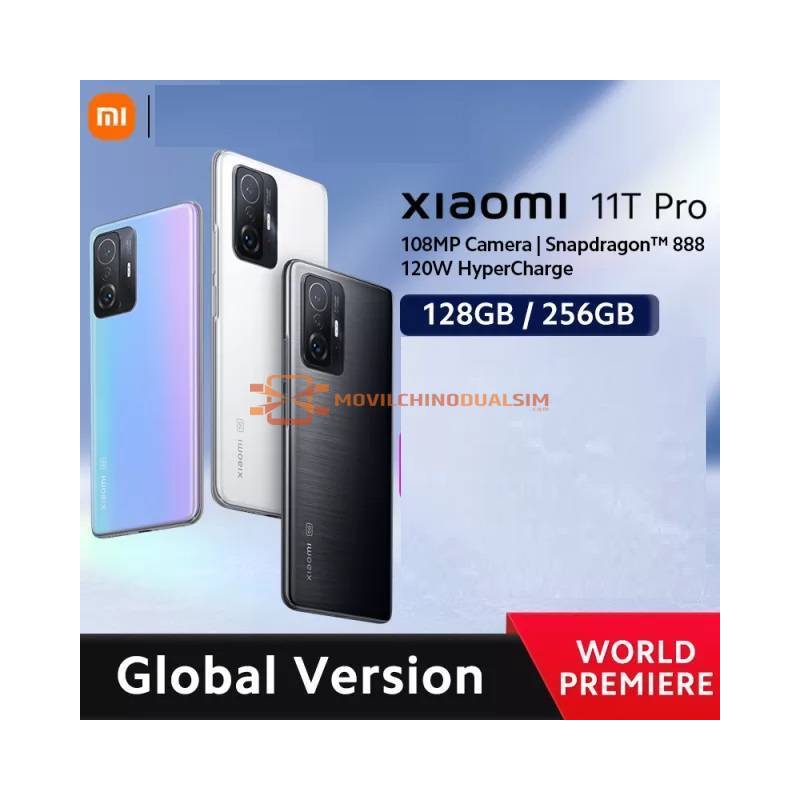 Movil chino Xiaomi 11T Pro versión global, 128/256GB, Snapdragon 888, ocho núcleos, 120W, cámara de 108MP, 120Hz