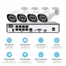 Sistema de video vigilancia H.View para el hogar,detección facial de IA, Audio exteriores, cámara Ip Poe Nvr, 8 canales, 5Mp