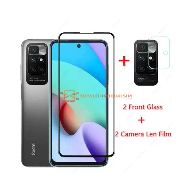 2 en 1 unidades de protector de pantalla vidrio templado de alta calidad para movil chino Xiaomi Redmi Note 11