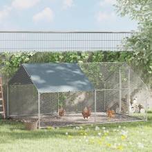Gallinero grande al aire libre 3x4x1,95 m jaula de Metal galvanizado para gallina conejo plata con cerradura