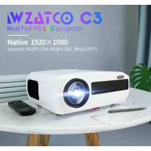 Proyector WZATCO C3 LED Android 10.0 WIFI Full HD 1080P de video inteligente de pantalla grande de 300 pulgadas