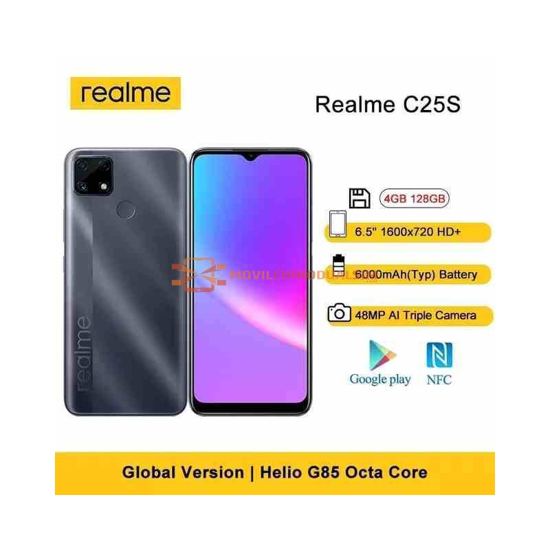Movil chino Realme C25S version global 4GB, 64GB/4GB, 128GB 6,5 pulgadas, Helio G85, ocho núcleos, batería de 6000mAh, NFC