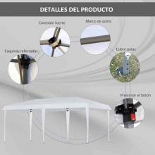 Gazebo plegable de 6x3m, cenador con bolsa de transporte, marco de acero de tela oxford, fiesta al aire libre, camping, blanco