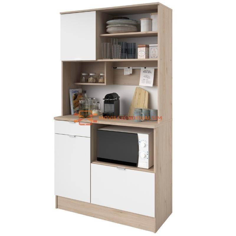 Mueble de cocina auxiliar Aparador cocina Muebles de cocina multifuncionales Mueble de cocina Color roble Jackson y blanco mate,
