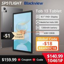 Tablet Blackview TAB 13 pantalla FHD de 128 pulgadas procesador MTK Helio G85 6GB + 7280 GB, 10,1 mAh, cámara de 13MP