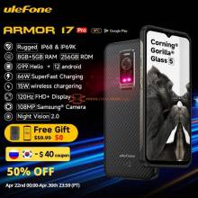 Ulefone Armor 17 Pro teléfono Inteligente Resistente con Visión Nocturna, 8GB RAM, 256GB Almacenamiento